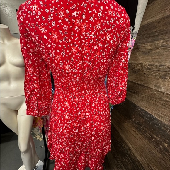 Zara Red Sweetheart Bell Sleeve Floral Sundress - Picture 3 of 6